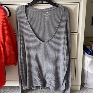 Grey Ribbed Light Sweater